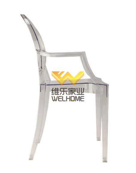 Smoke acrylic Ghost Chair with Armrest for wedding/event